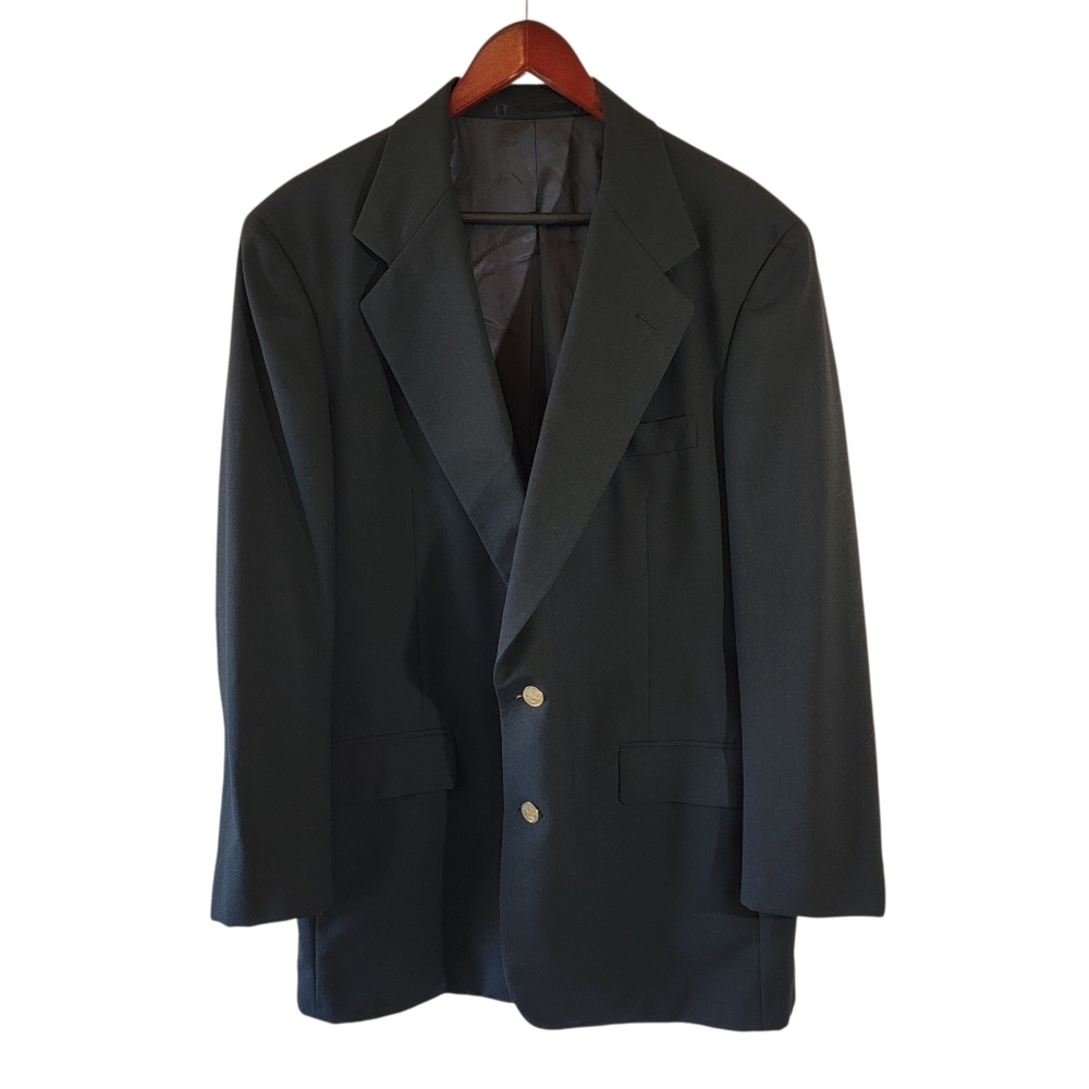 VTG HERTLING For NEIMAN MARCUS Black Sport Coat Mens Sz 44R Wool Office Career